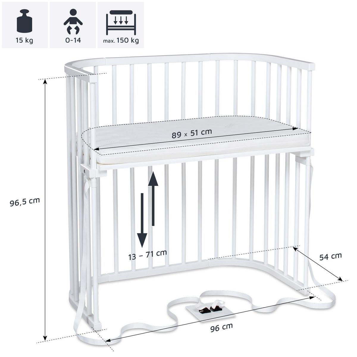 ŁÓŻKO DOSTAWNE 166102 BABYBAY BOXSPRING - biały, Basics, drewno (94/54/96,5cm) - Babybay