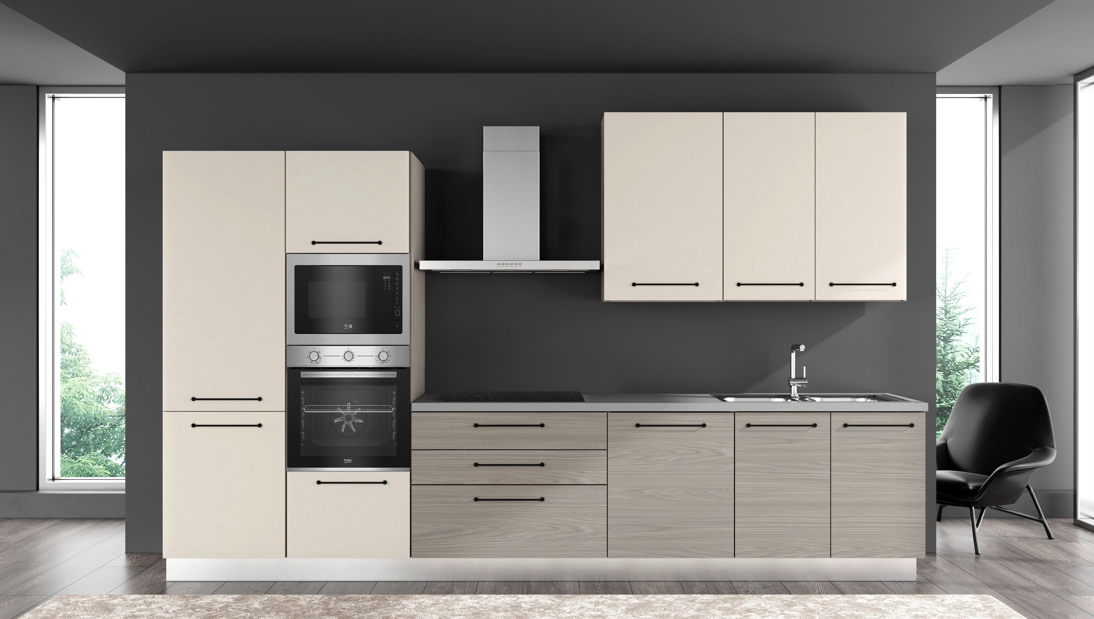 Blok Kuhinja S Aparatima Line 360 - siva/hrast sivi, Konvencionalno, drvo/metal (360/216-240/60cm) - Mömax