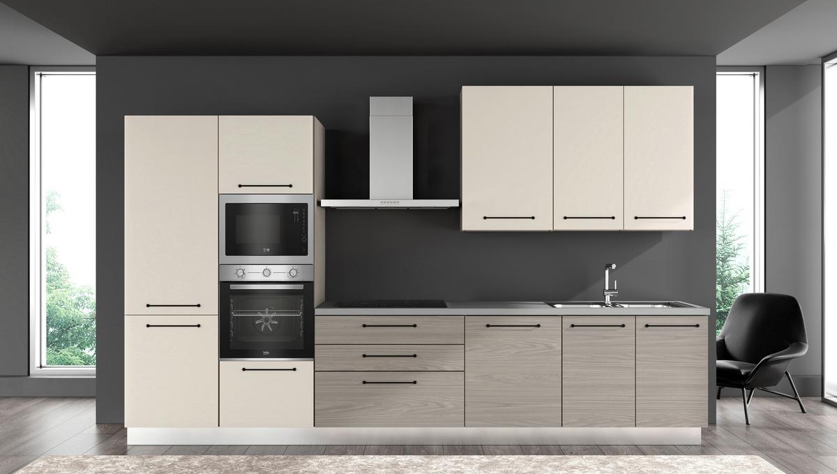 Blok Kuhinja S Aparatima Line 360 - siva/hrast sivi, Konvencionalno, drvo/metal (360/216-240/60cm) - Mömax