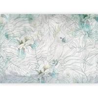 Fototapeta Cockatoo In The Garden, 400x280cm - zelena/svetlo siva, Trendi, tekstil (400/280cm) - artgeist