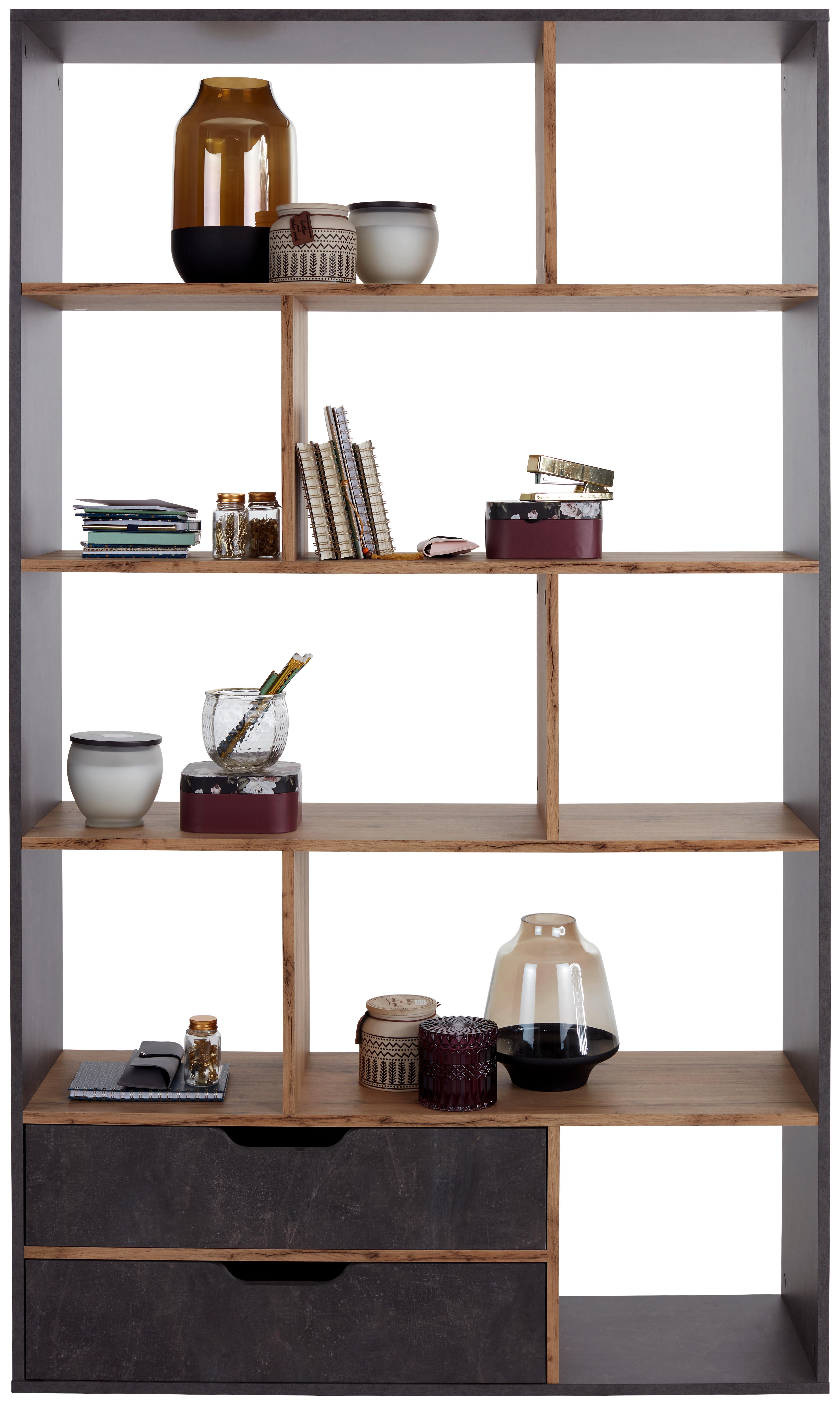 Mobilier despărțitor Roberto - culoare lemn stejar/gri, Modern, material pe bază de lemn (110/185/32cm) - Modern Living