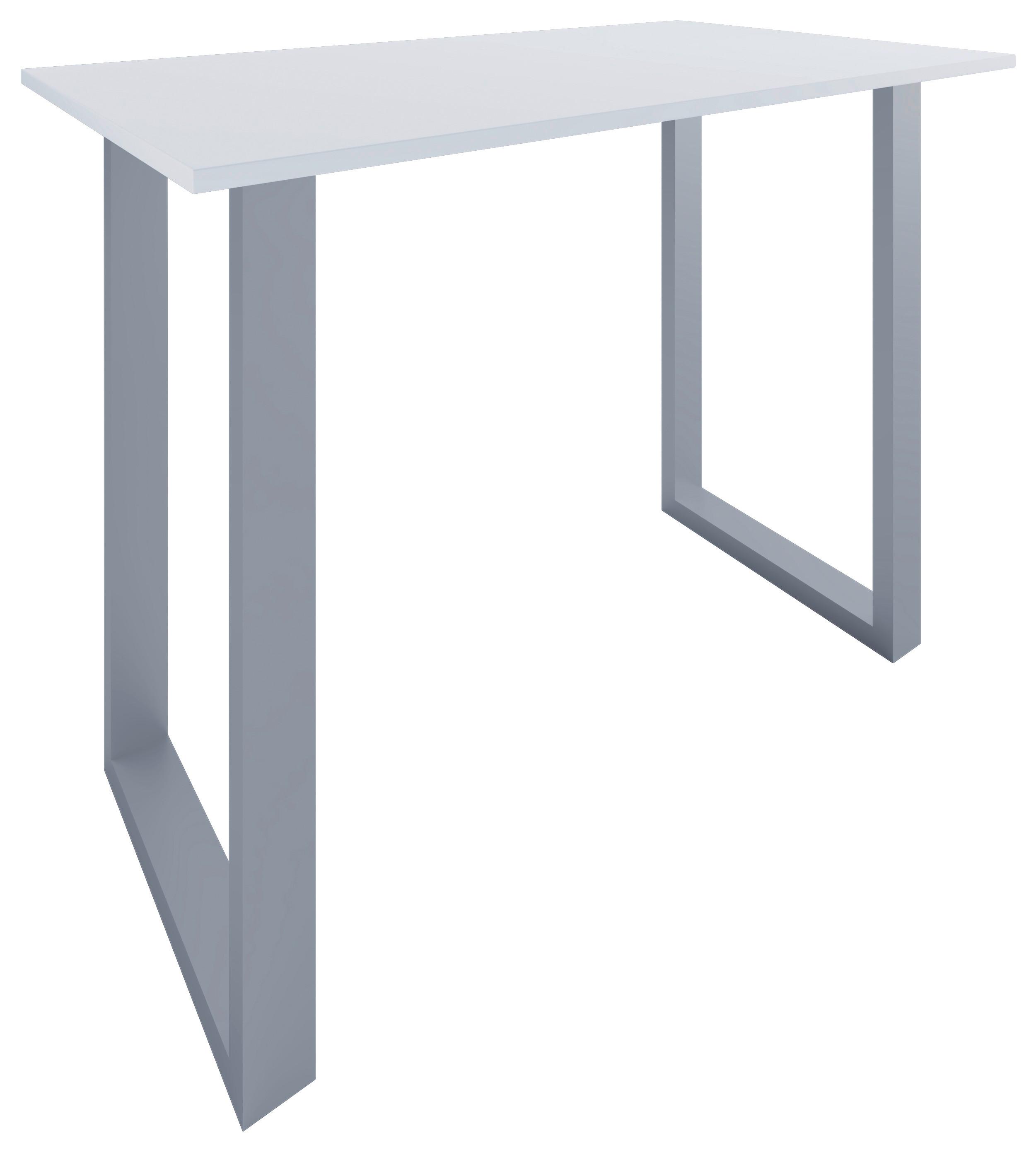 Bartisch XONA Silber/ Weiß ca.140x102x80cm - Silberfarben/Weiß, KONVENTIONELL, Holzwerkstoff/Metall (140/102/80cm)