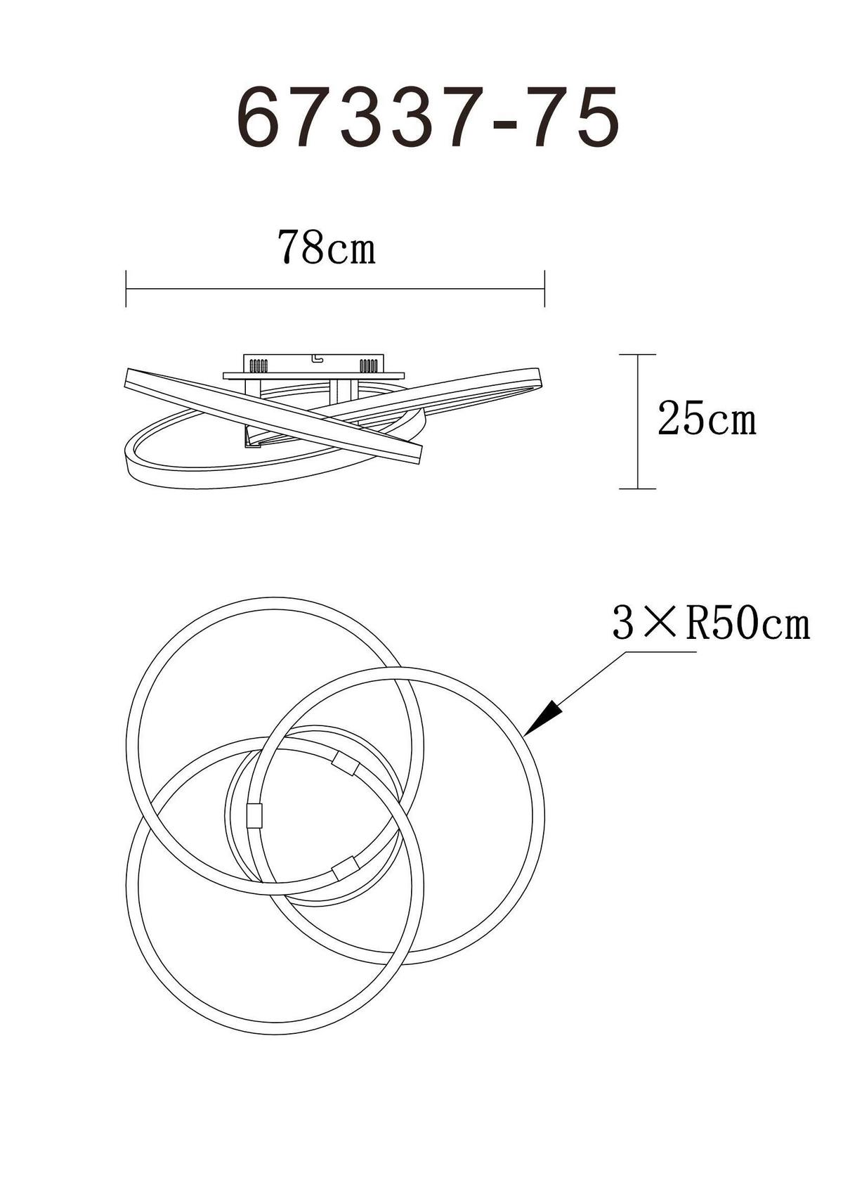 Led-deckenleuchte 67337-75 Tris - Klar/Weiss, Design, Kunststoff/Metall (78/25cm) - Globo