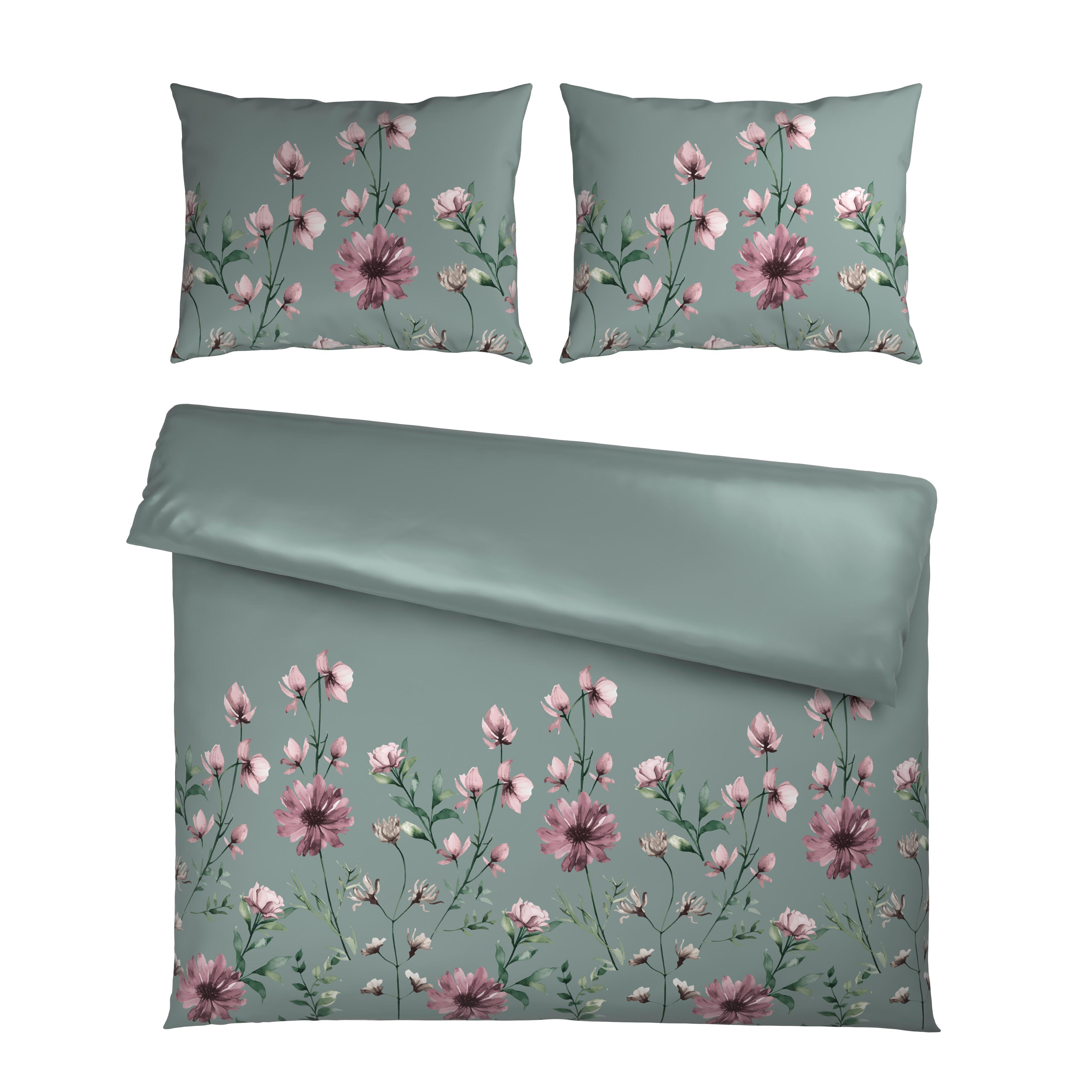 Bettwäsche Wiese XXL Grün ca. 200x220cm - Grau, KONVENTIONELL, Textil (200/220cm) - Mömax