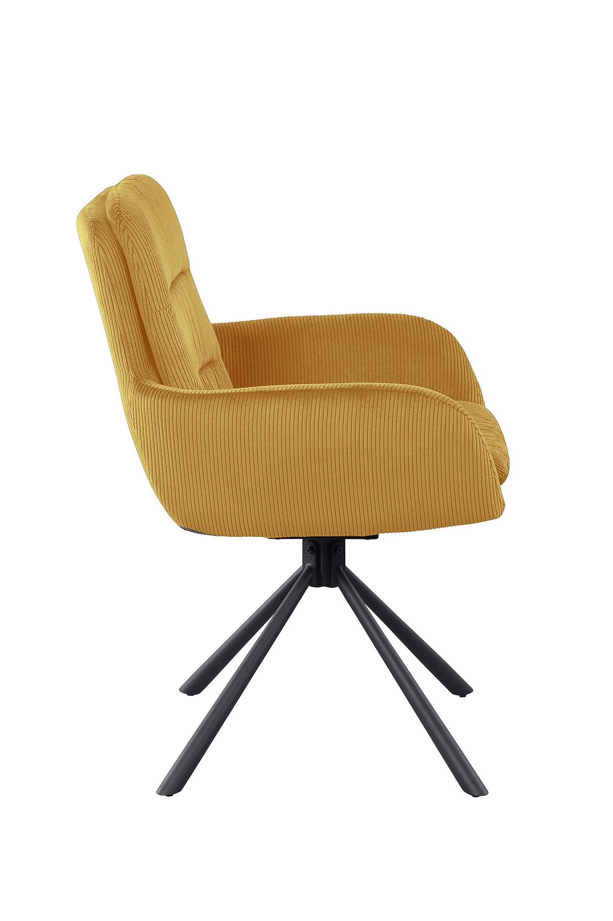 Naslanjač Cord, Zlata, Vrtljiv - zlate barve/črna, Moderno, kovina/tekstil (60/89/64cm) - Livetastic