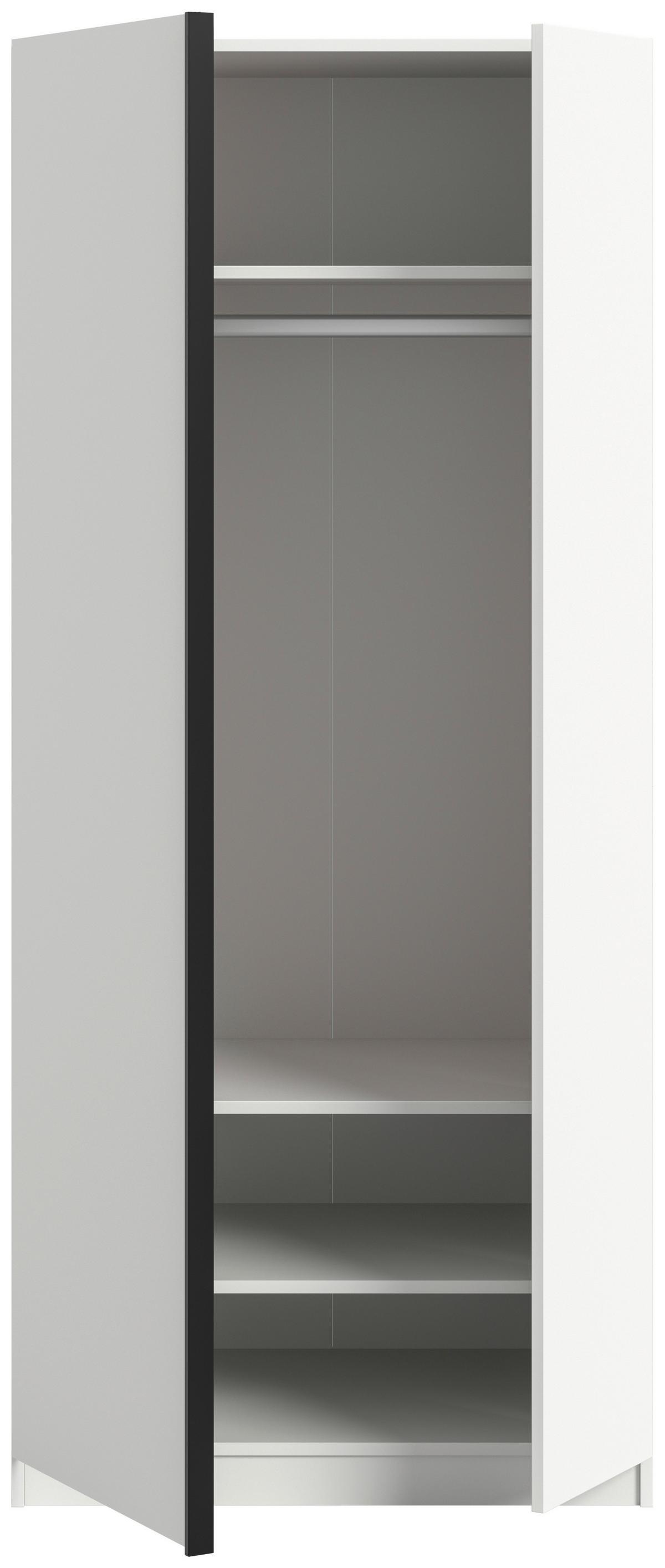 Drehtürenschrank OAKLAND ca.80x183x53cm Weiß - Schwarz/Weiß, MODERN, Holzwerkstoff/Kunststoff (80cm) - MID.YOU