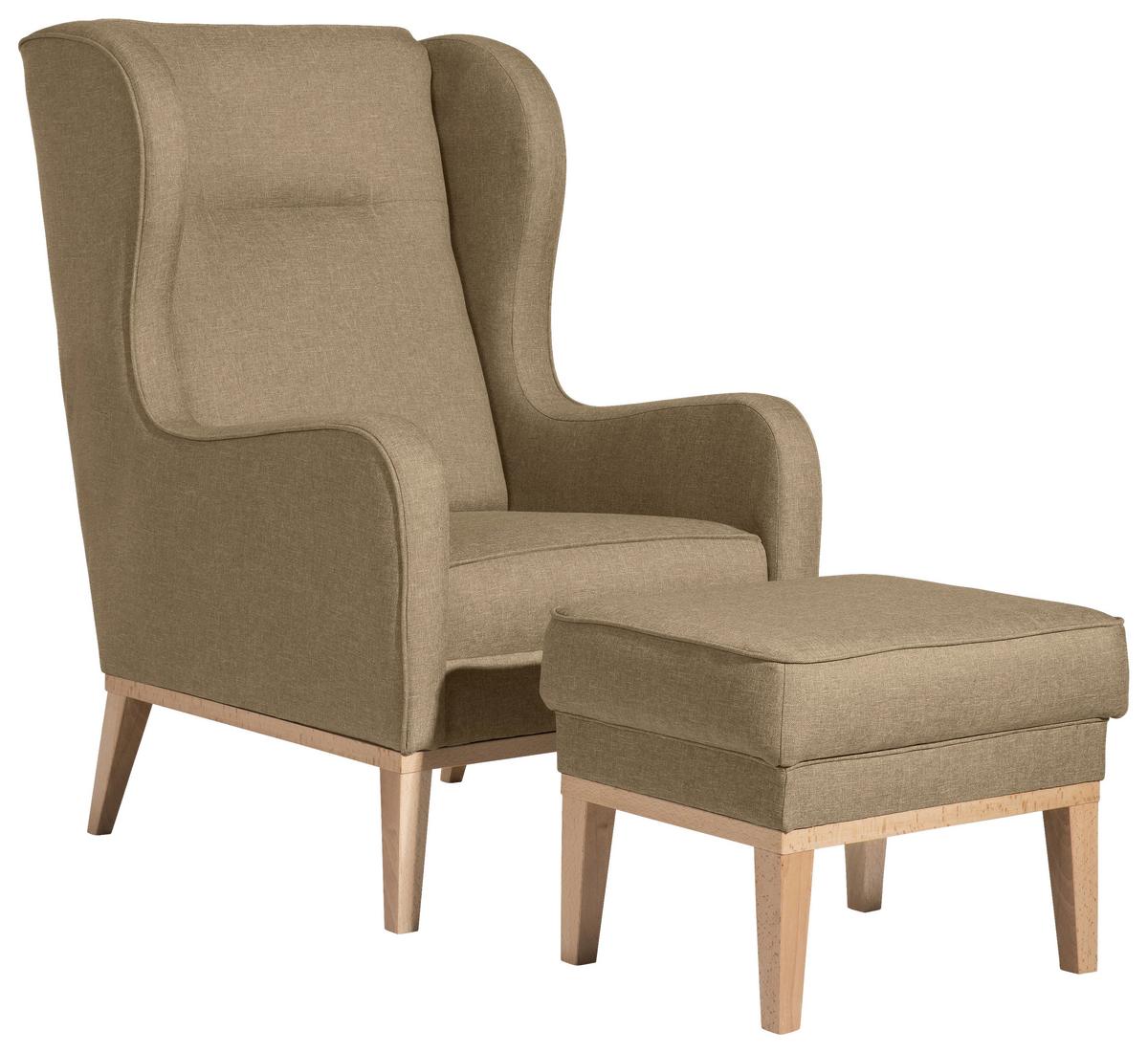 HOCKER ANGELO - Sandfarben/Naturfarben, KONVENTIONELL, Holz/Textil (50/41/41cm) - Max Winzer