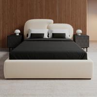 Polsterbett Embrace Elfenbein ca. 160x200 cm - Elfenbein/Eichefarben, MODERN, Holz/Kunststoff (160/200cm) - Bessagi Home