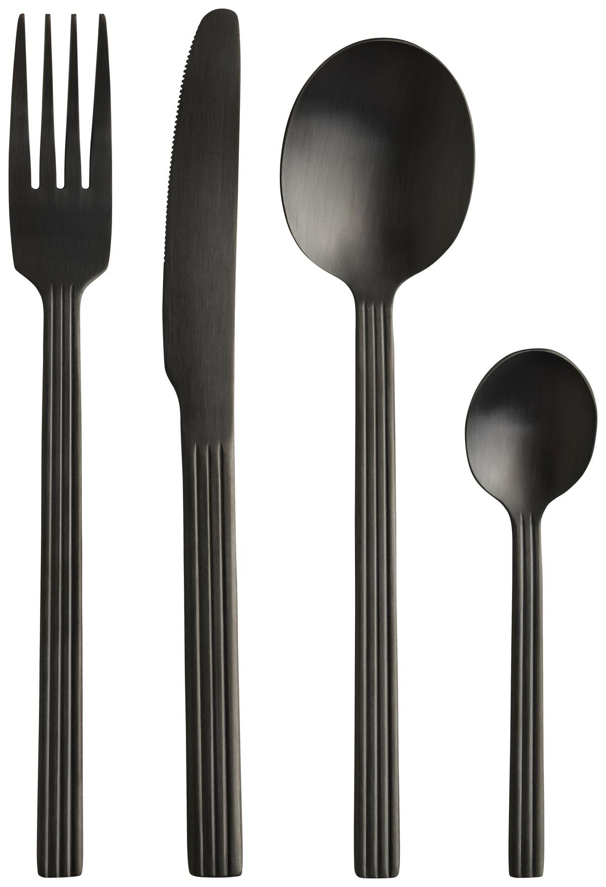 Jedilni Pribor Cross The Line - črna, Moderno, kovina - Modern Living