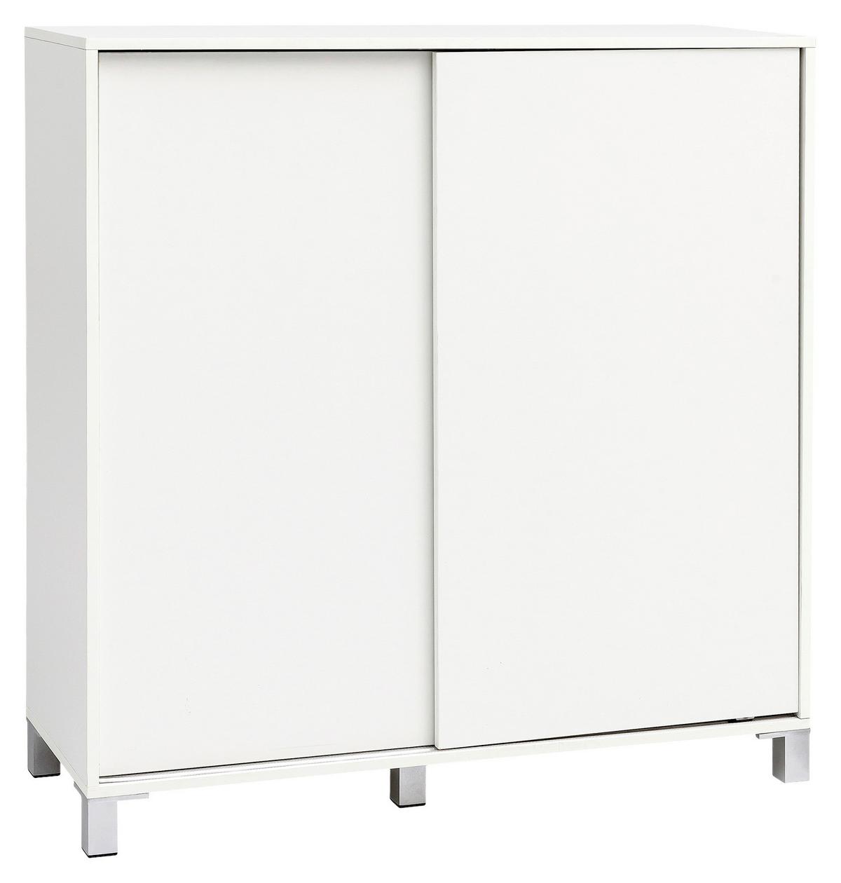 Schuhschrank "WL5.712", weiss - Silberfarben/Weiß, KONVENTIONELL, Holzwerkstoff/Kunststoff (100/108/37,5cm) - MID.YOU