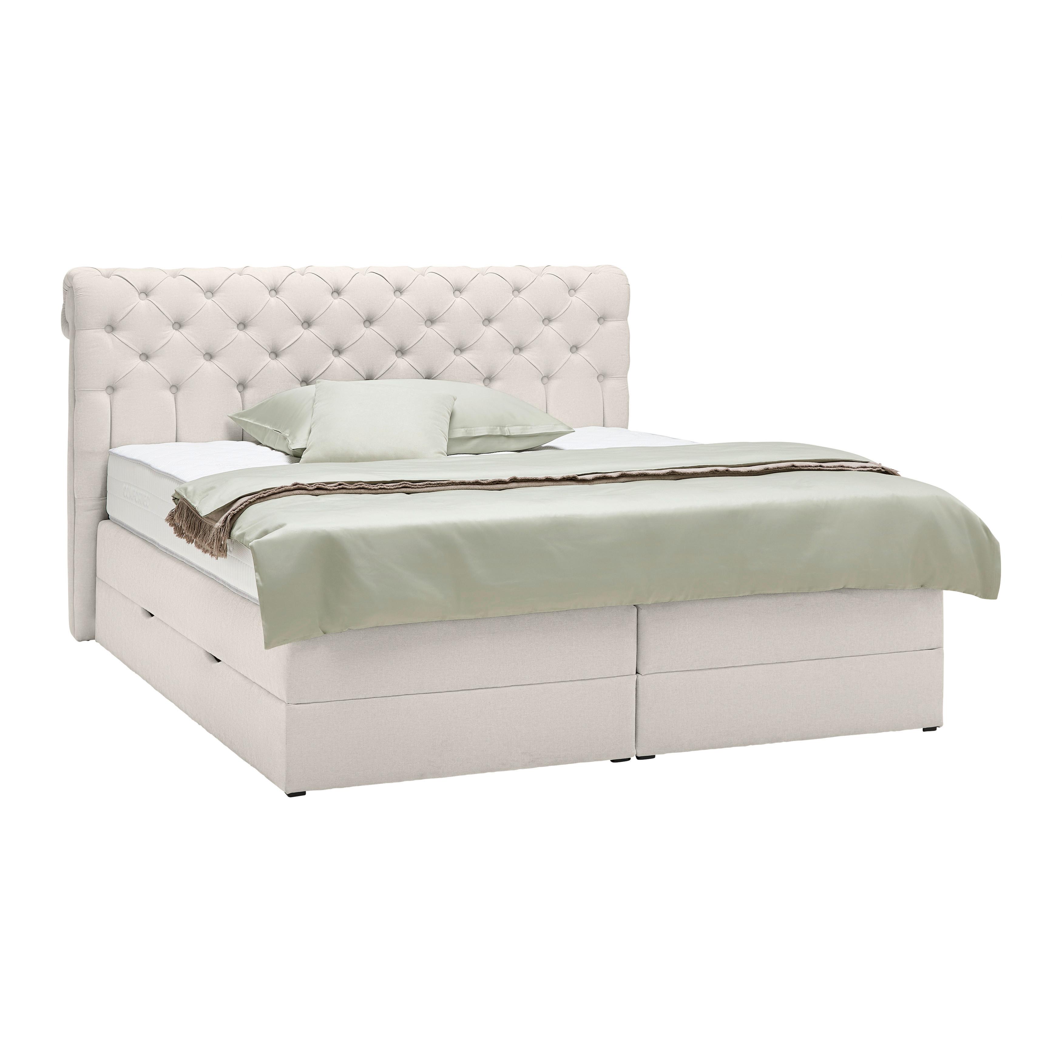 Boxspringbett Belano Creme ca. 200x200cm - Creme, Konventionell, Holz/Holzwerkstoff (200/200cm) - Premium Living