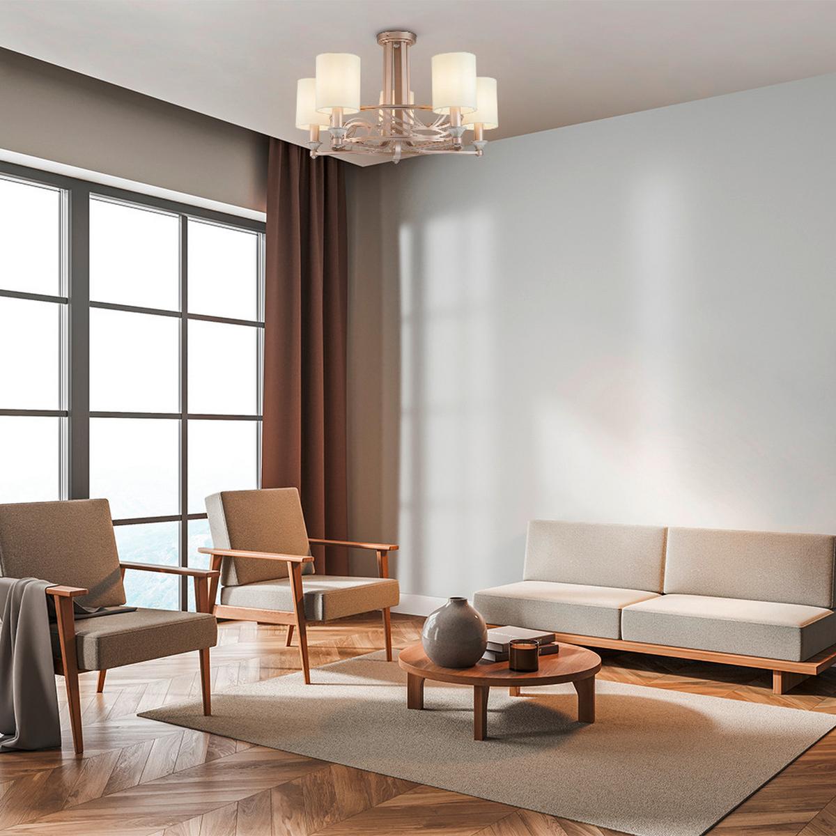 Kronleuchter Vittoria Goldfarben/Creme max. 40 Watt - Goldfarben/Creme, Trend, Kunststoff/Textil (71/34.2/71cm) - MAYTONI