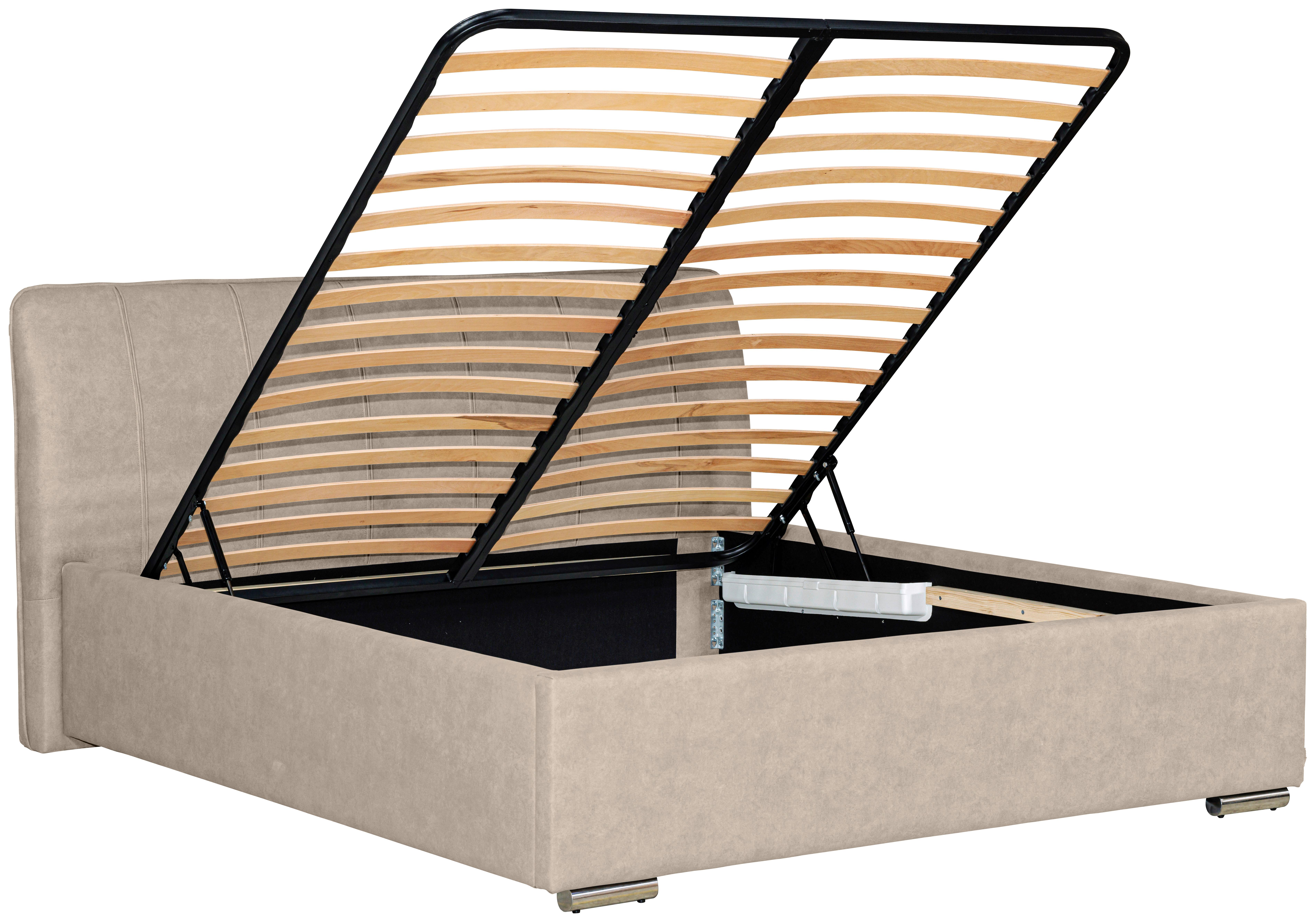 Oblazinjena Postelja France Storage, 160x200, Naravna - barve kroma/črna, Basics, kovina/tekstil (160/200cm) - Modern Living