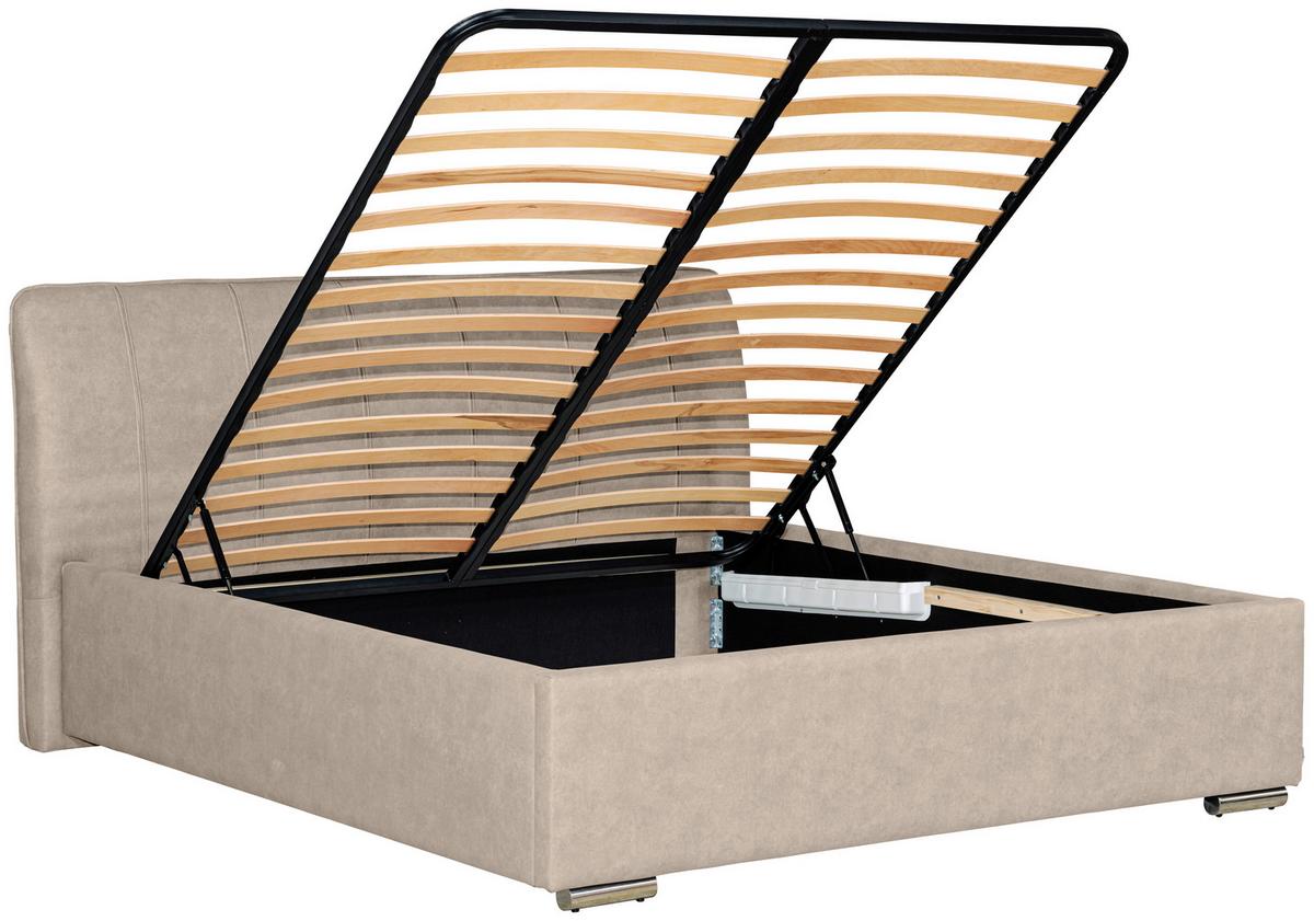 Tapecirani Krevet France Storage - boje kroma/crna, Basics, drvo/metal (180/200cm) - Modern Living