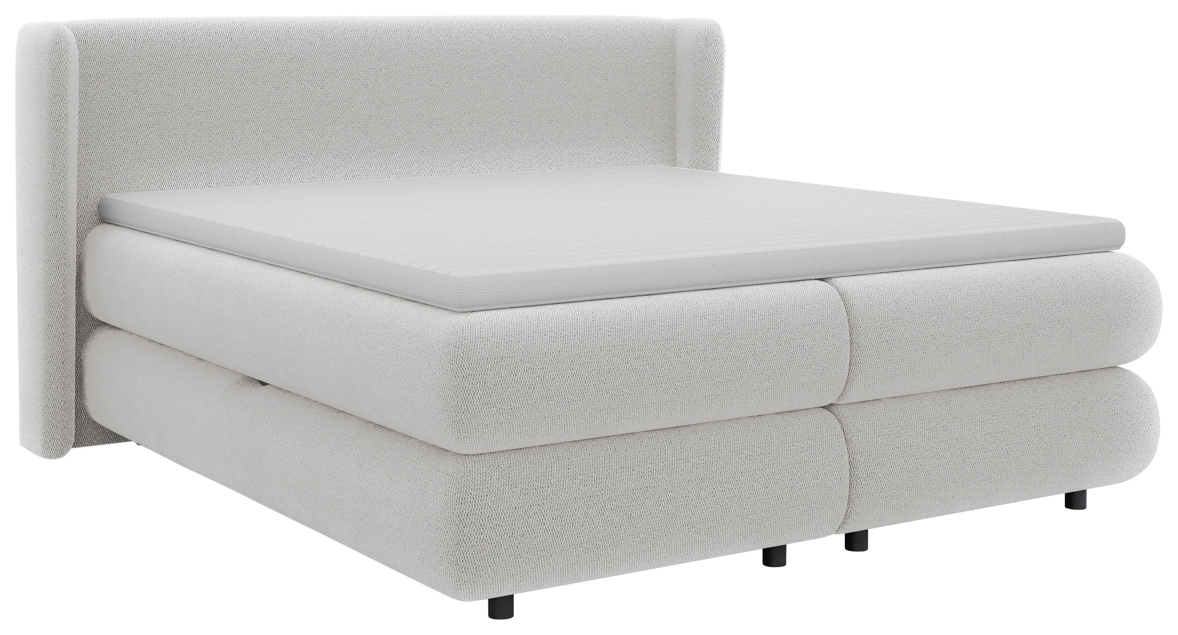 Boxspring Krevet Elodie - svijetlo siva/crna, Konvencionalno, tekstil/plastika (160/200cm) - Premium Living