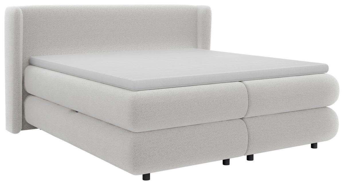 Boxspring Krevet Elodie - svijetlo siva/crna, Konvencionalno, tekstil/plastika (180/200cm) - Premium Living