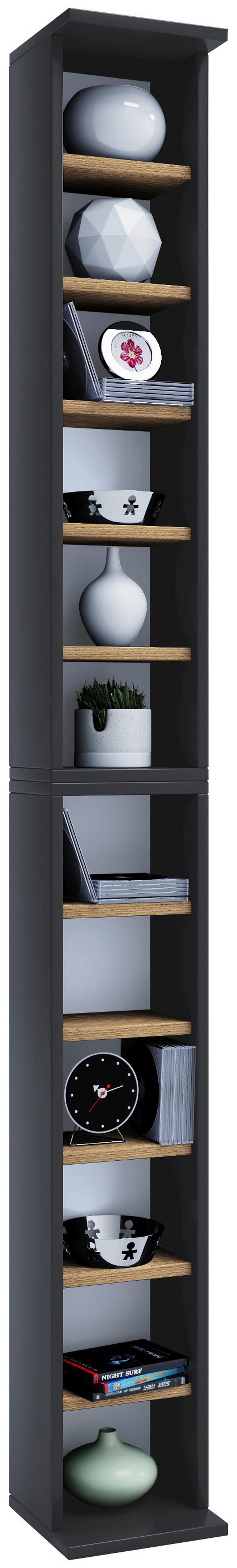 CD-Regal Bigol ca. 21x180 cm Anthr./Eiche - Honigeiche/Anthrazit, MODERN, Holzwerkstoff (21/180/20cm) - MID.YOU