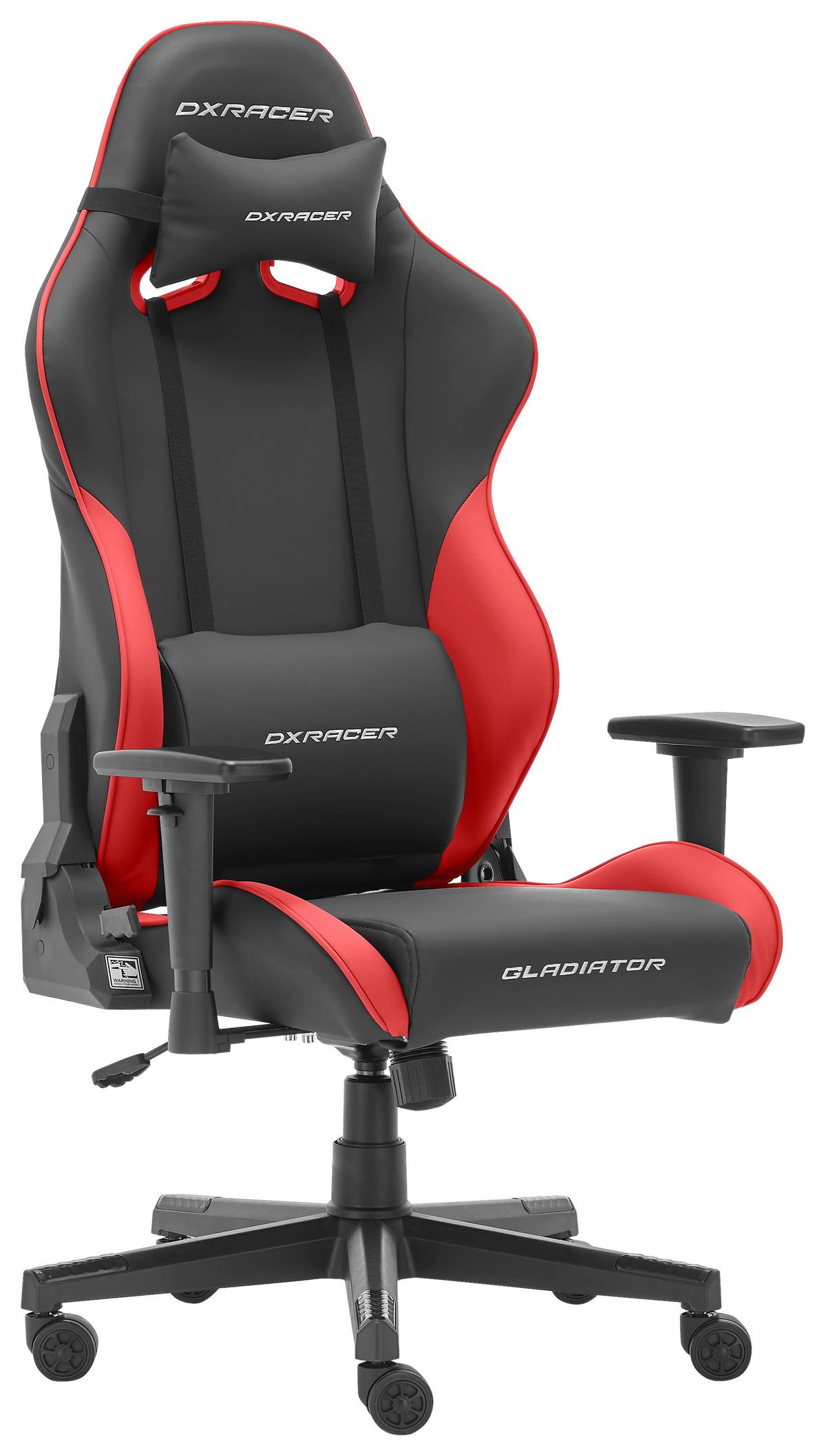 KRZESŁO GAMINGOWE DX RACER GLADIATOR - czerwony/czarny, Design, tworzywo sztuczne/tkanina (70/126/70cm) - Dxracer