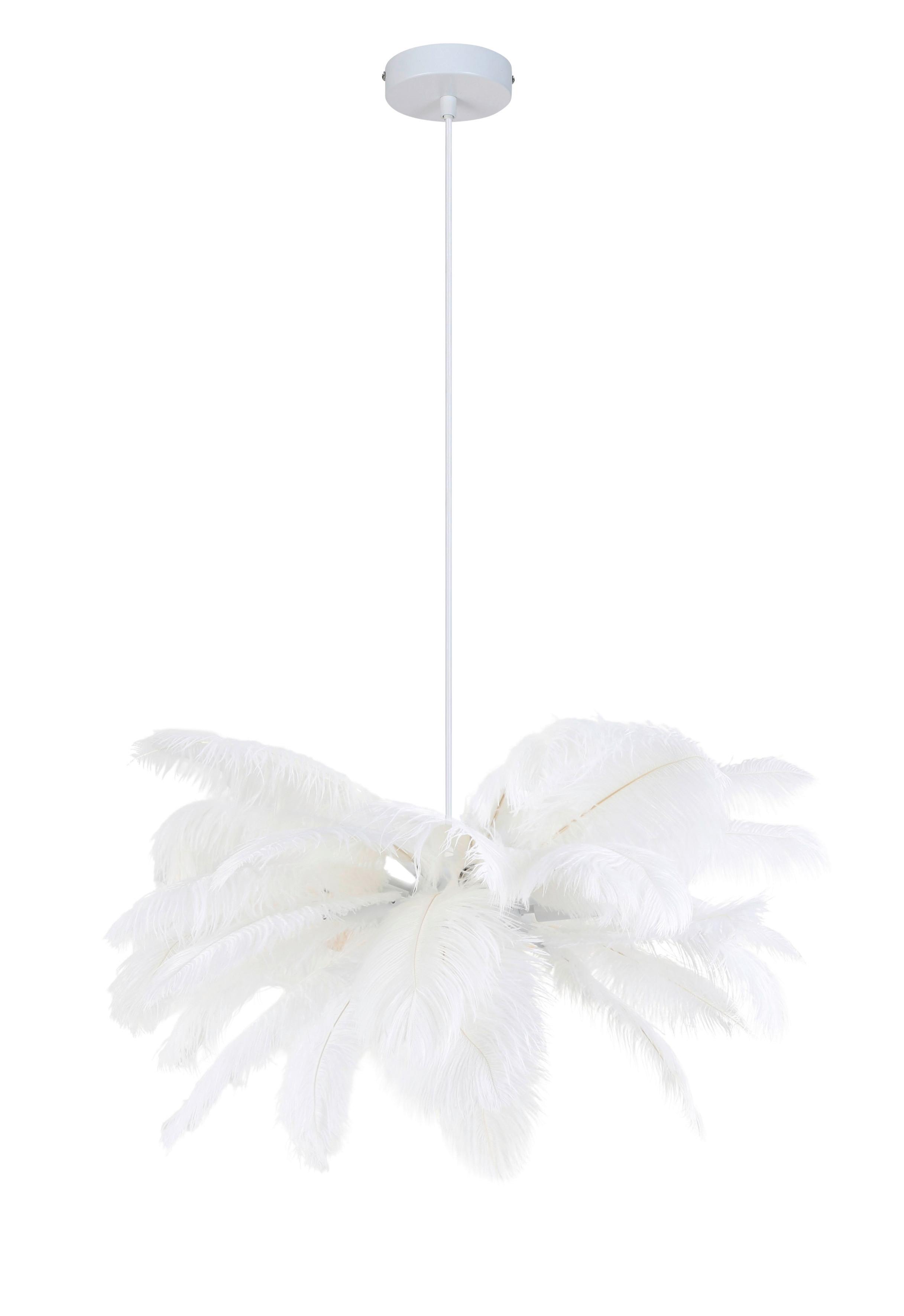 LAMPA WISZĄCA MAGGIE - biały, Trend, metal/tkanina (55/120cm) - Novel