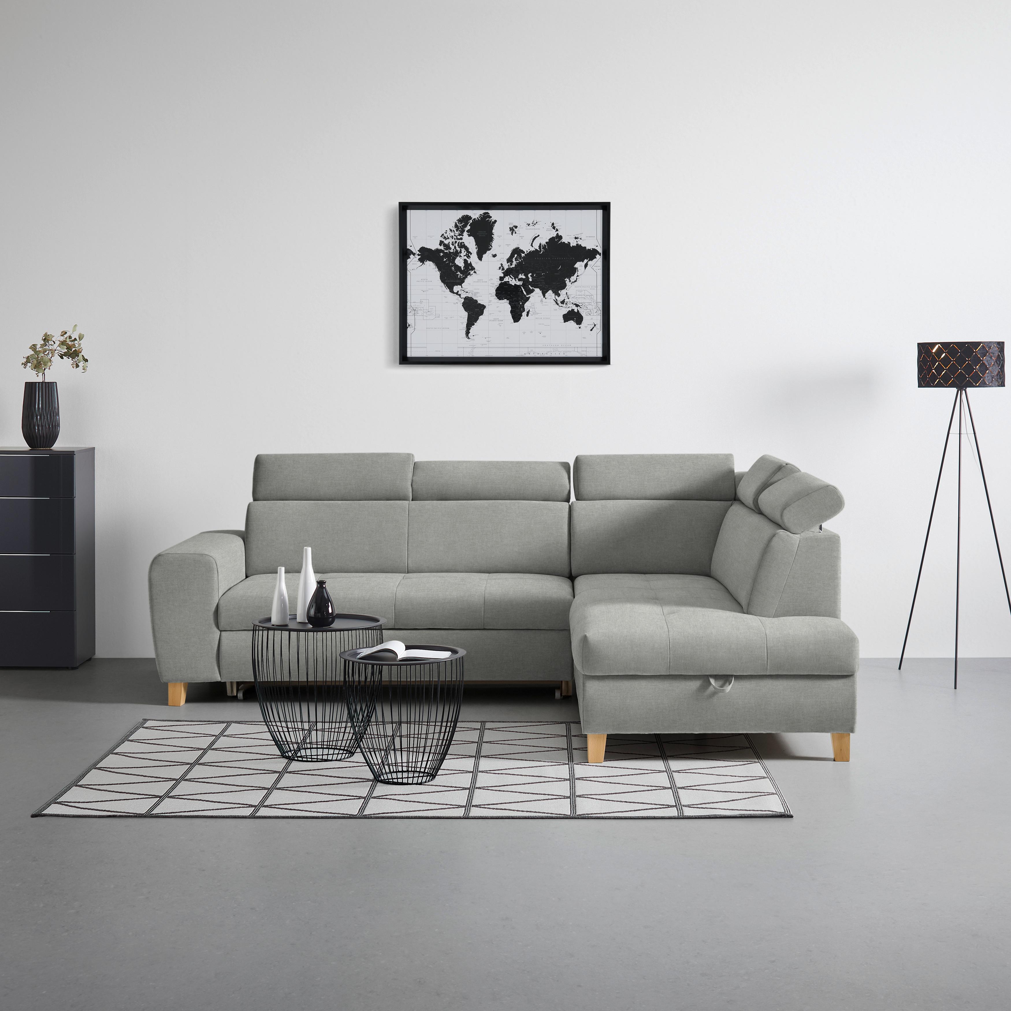 Kutna Garnitura Lugo - siva, Moderno, drvo/metal (266/98/205cm) - Modern Living