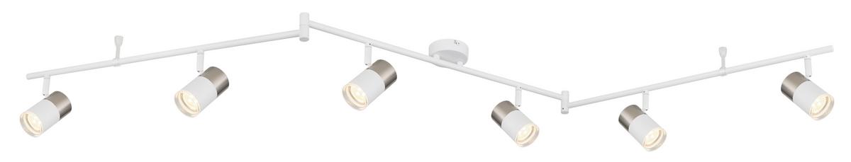 Strahler Brisbon Weiß/Nickelfarben max. 25 Watt - Transparent/Weiß, Design, Kunststoff/Metall (180/8/18,5cm) - Globo