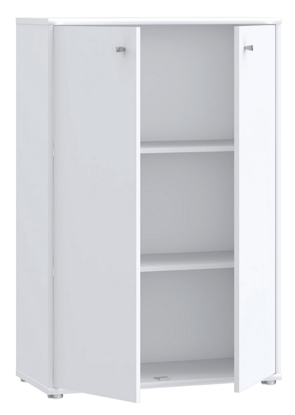 Komoda Tempra 2, Bela - bela/barve aluminija, Design, leseni material (73,7/111,1/34,8cm)