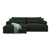 Ecksofa Fabiona links Grün - Schwarz/Grün, MODERN, Holz/Kunststoff (194/85/268cm) - Premium Living