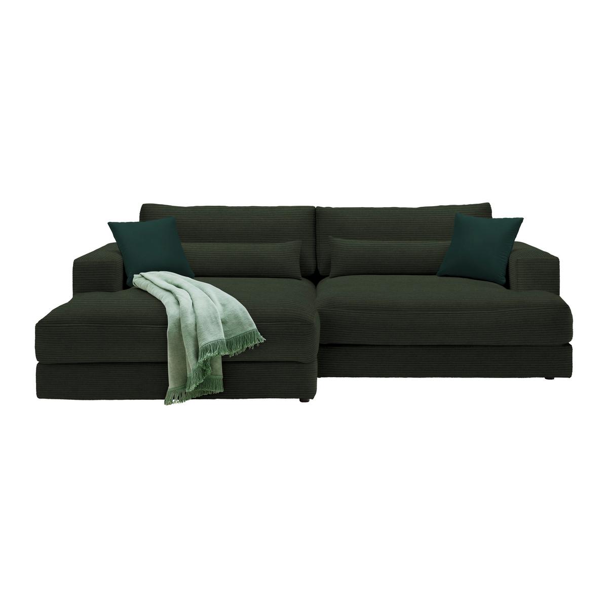 Ecksofa Fabiona links Grün - Schwarz/Grün, MODERN, Holz/Kunststoff (194/85/268cm) - Premium Living