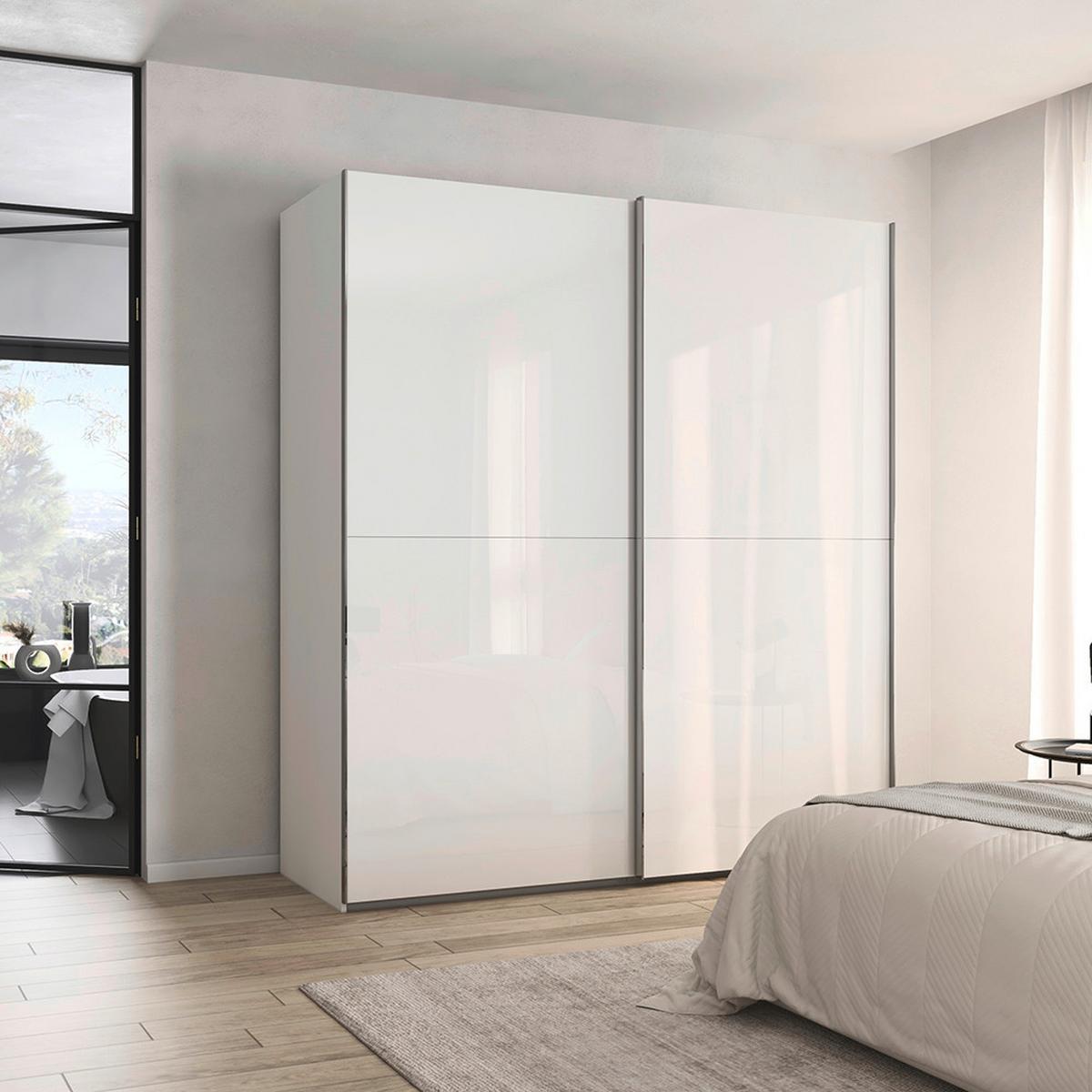 Ormar S Kliznim Vratima Fifty - bijela/boje kroma, Konvencionalno, staklo/drvni materijal (201/223/66cm) - Premium Living