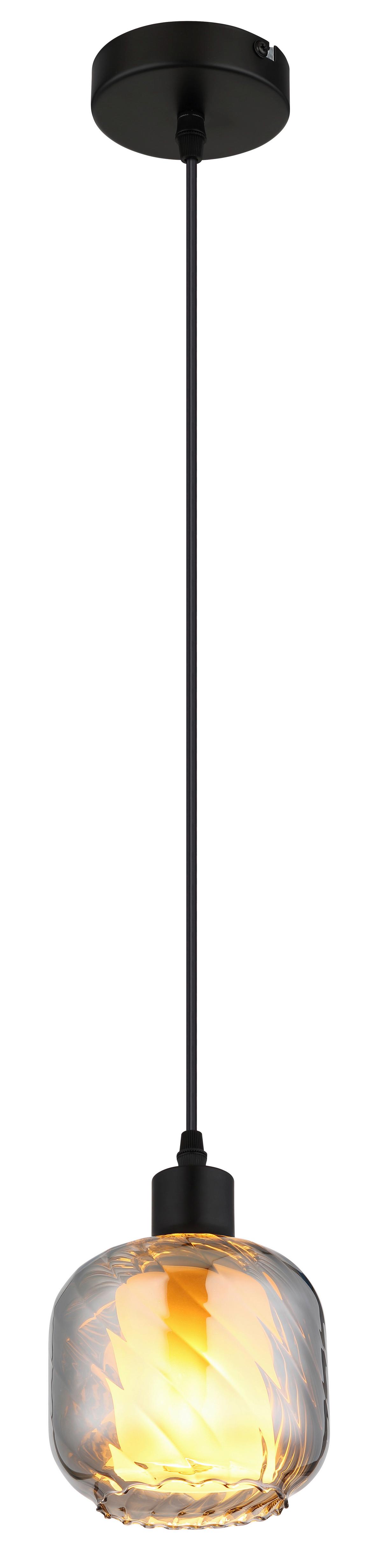 HÄNGELEUCHTE 15754H  XIA - Opal/Schwarz, Design, Glas/Kunststoff (14/120cm) - Globo