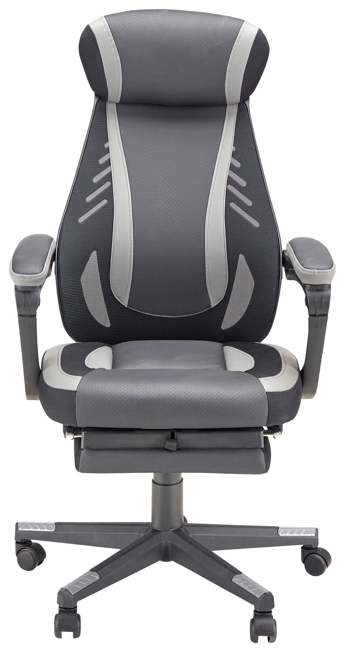 Chefsessel Clio in Schwarz - Schwarz/Grau, MODERN, Kunststoff/Textil (64/110-117-5/60,5cm) - Mömax