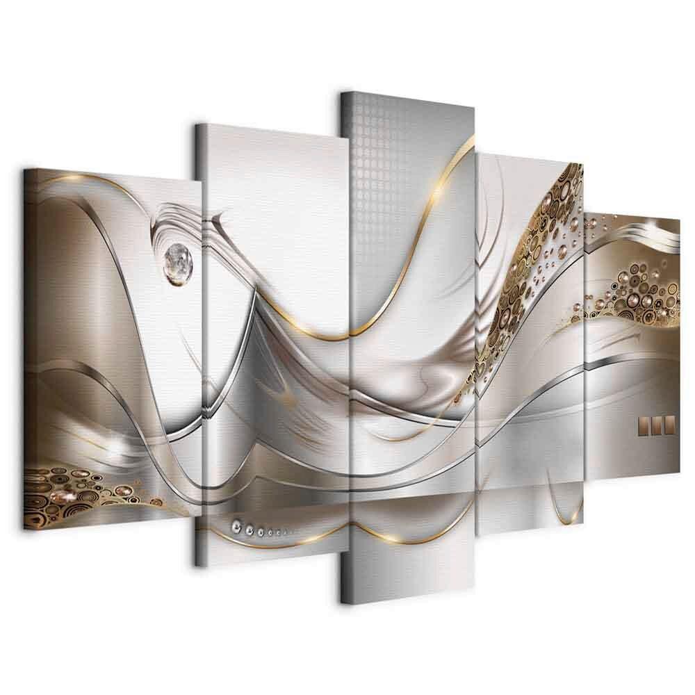 Leinwandbild Golden Flight Silber/Goldfarben - Silberfarben/Goldfarben, Basics, Holzwerkstoff/Textil (100/50/1,2cm) - artgeist