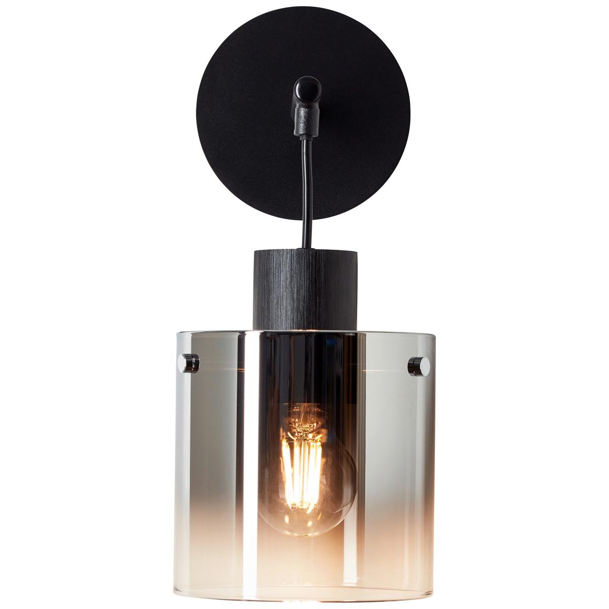Wandleuchte Simonis in Grau/Schwarz max. 52 Watt - Schwarz/Grau, Design, Glas/Metall (34/20/15cm) - Brilliant