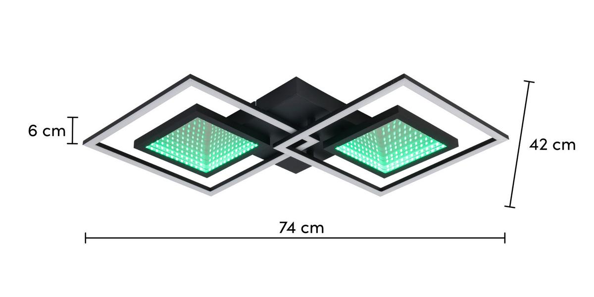 Stropna Led Svjetiljka Preceval - crna, metal/plastika (74/42/6cm) - Premium Living