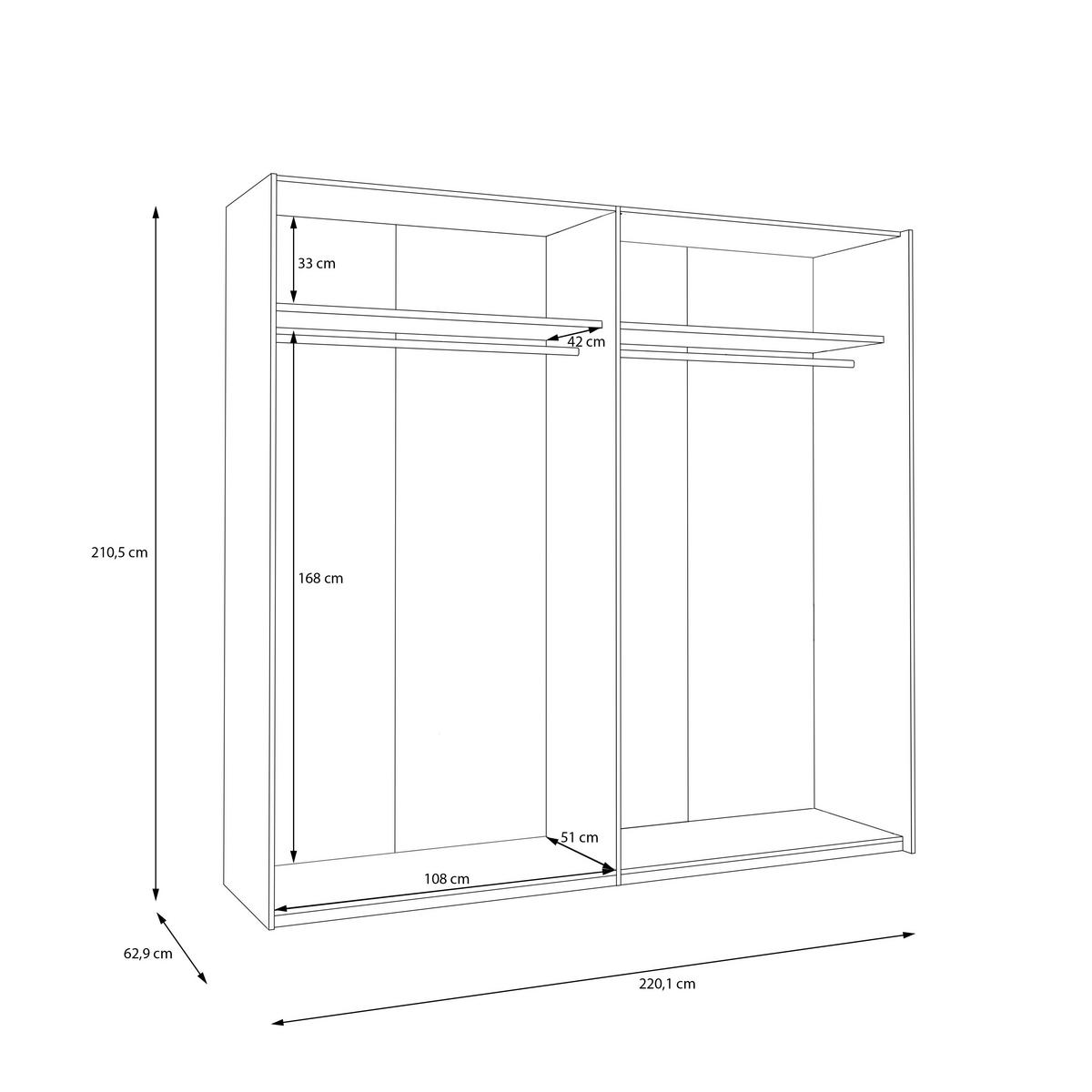 Ormar S Kliznim Vratima Bellevue - boje hrasta/boje pijeska, Konvencionalno, drvni materijal/metal (220,1/210,5/62,9cm) - Modern Living