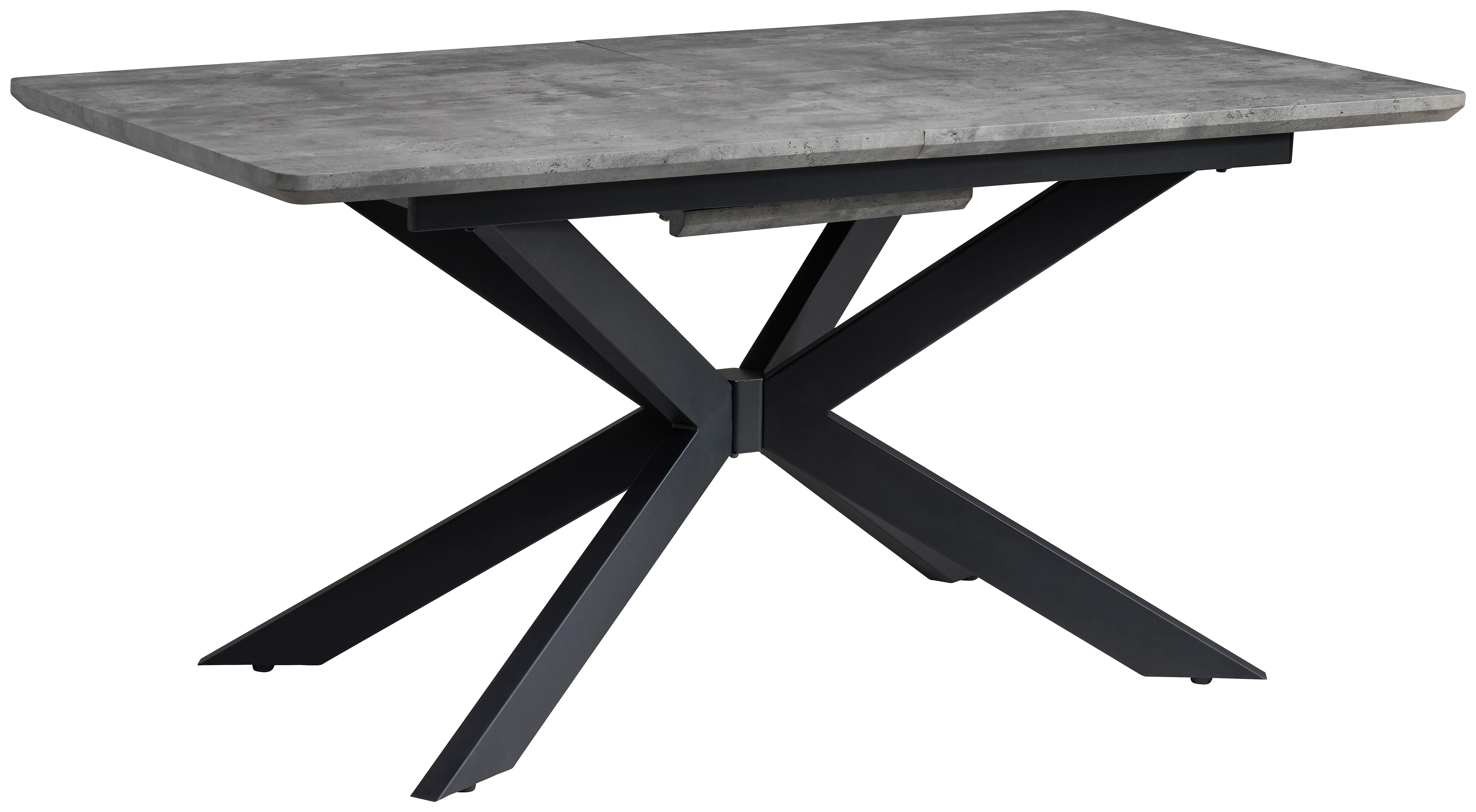 Jedilna Miza Leif, Videz Betona, 160-200x90 Cm - siva/črna, Konvencionalno, kovina/leseni material (160-200/76/90cm) - MID.YOU