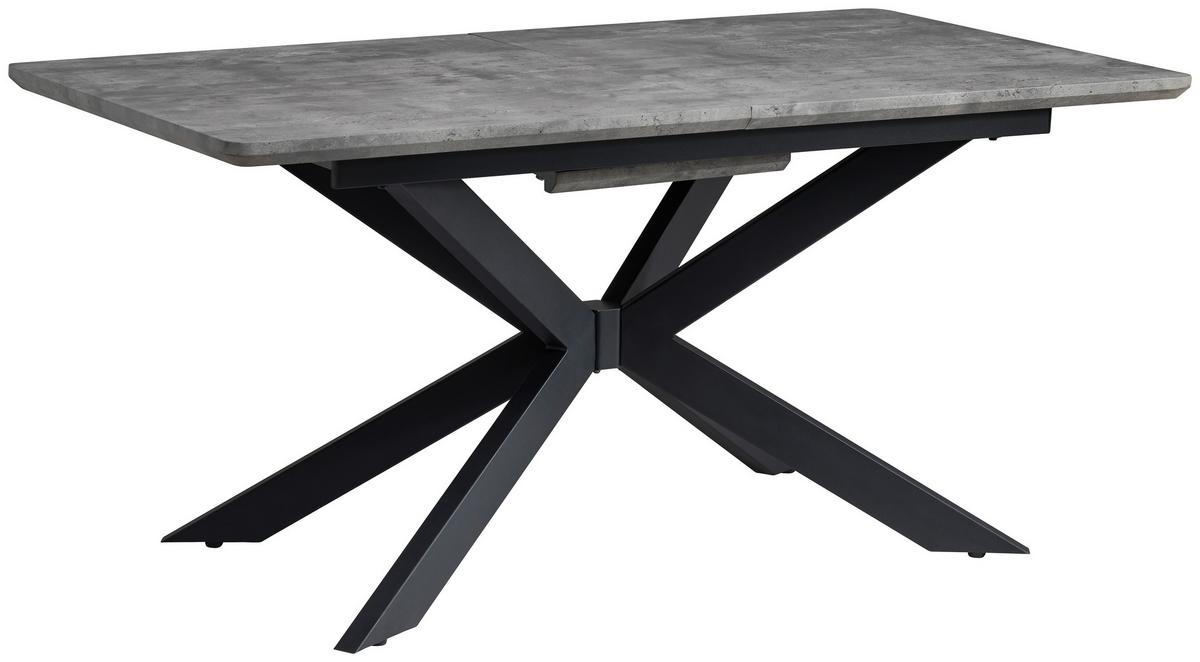 Jedilna Miza Leif, Videz Betona, 160-200x90 Cm - siva/črna, Konvencionalno, kovina/leseni material (160-200/90/76cm) - MID.YOU