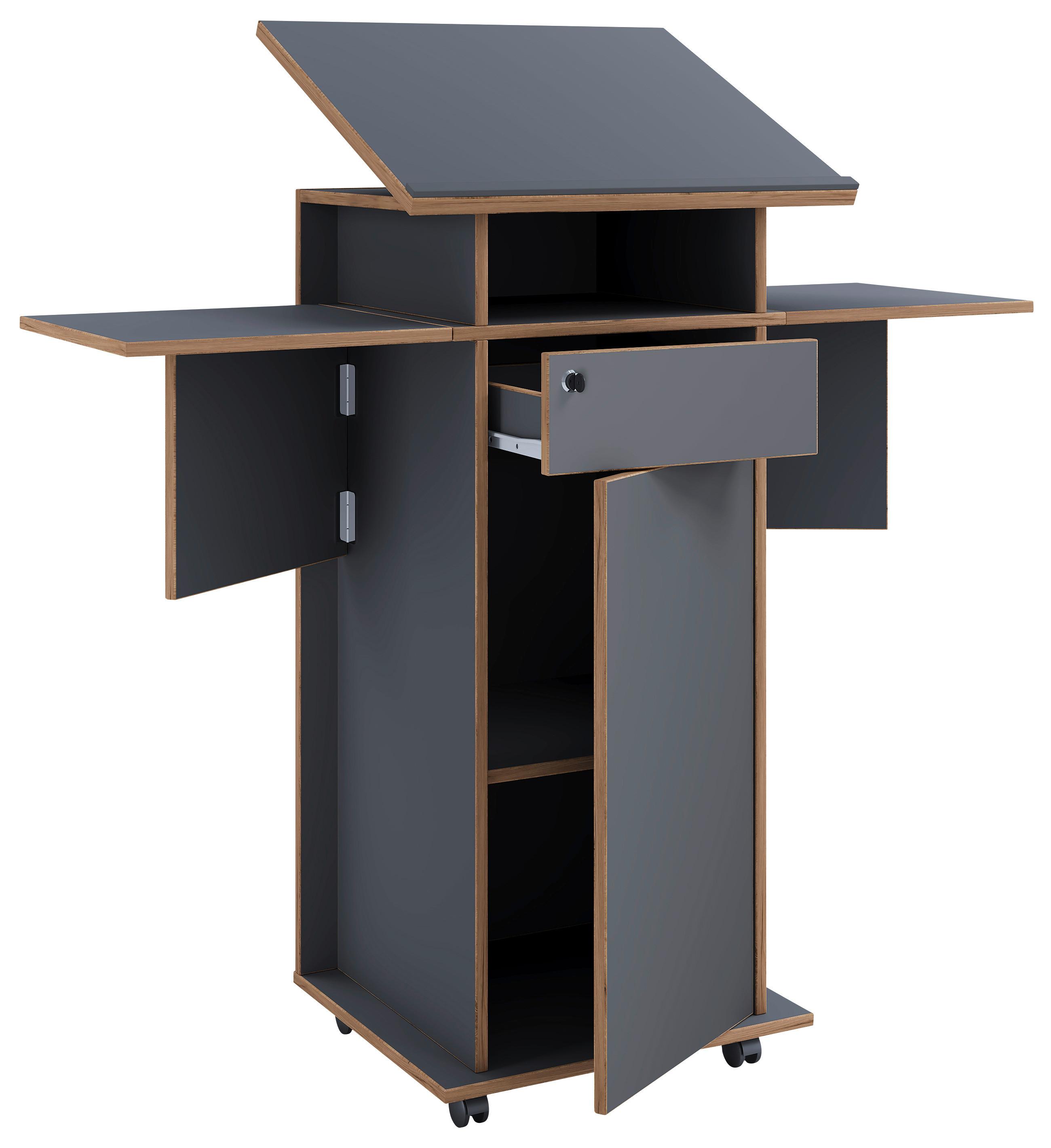 Stoječi Pult Salia L, Antracit, Barva Hrasta - medeni hrast/antracit, Design, leseni material (123/128/44cm) - MID.YOU