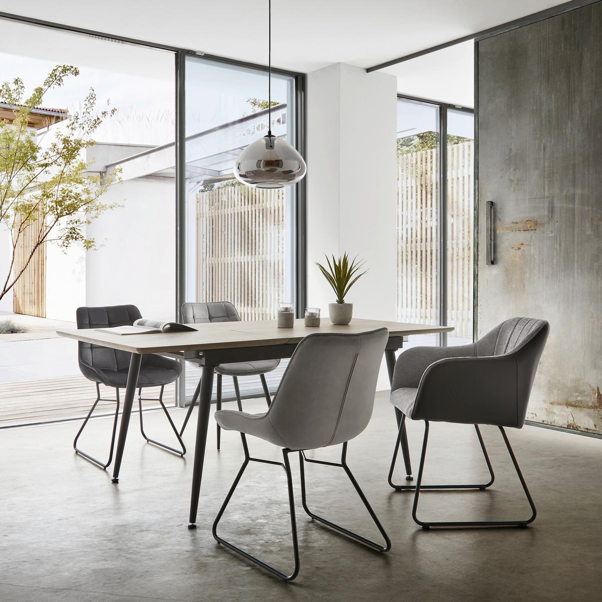 Stol Alina, Siva, Žamet - siva/črna, Moderno, kovina/tekstil (59/84/51cm) - Bessagi Home