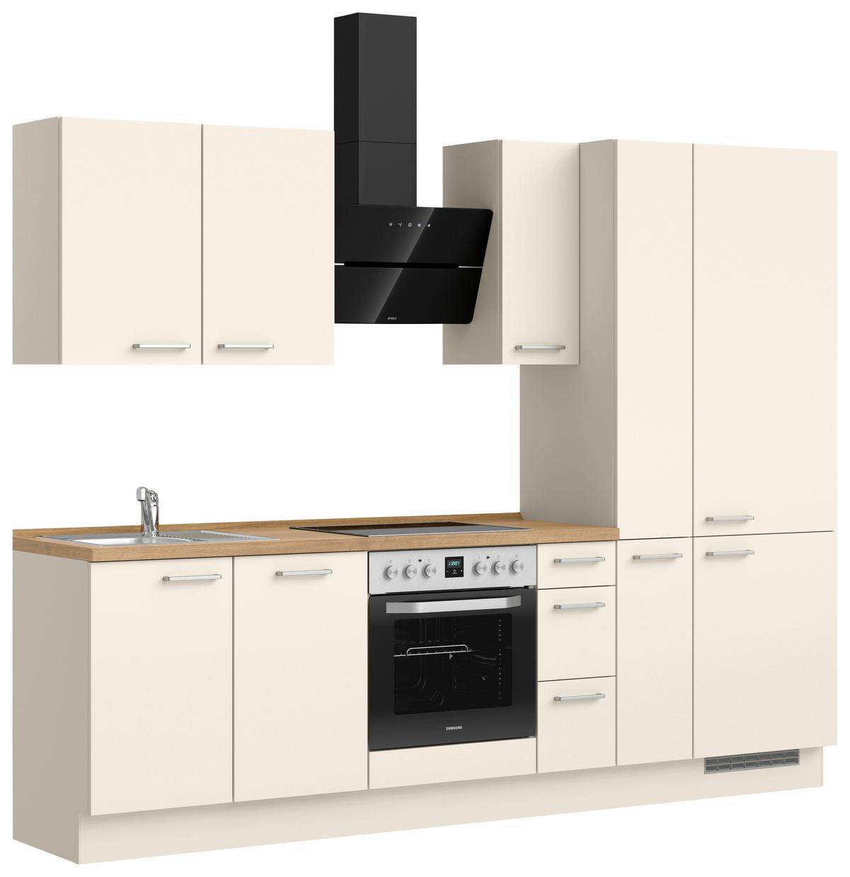 Küchenblock Touch High m. Geräten Magnolie - Edelstahlfarben/Eichefarben, MODERN, Holzwerkstoff/Metall (270cm) - Nobilia