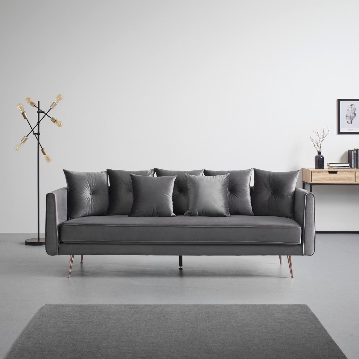 Mega Sofa Luis - siva/ružičasto zlatna, Moderno, drvo/metal (225/87/87cm) - Bessagi Home