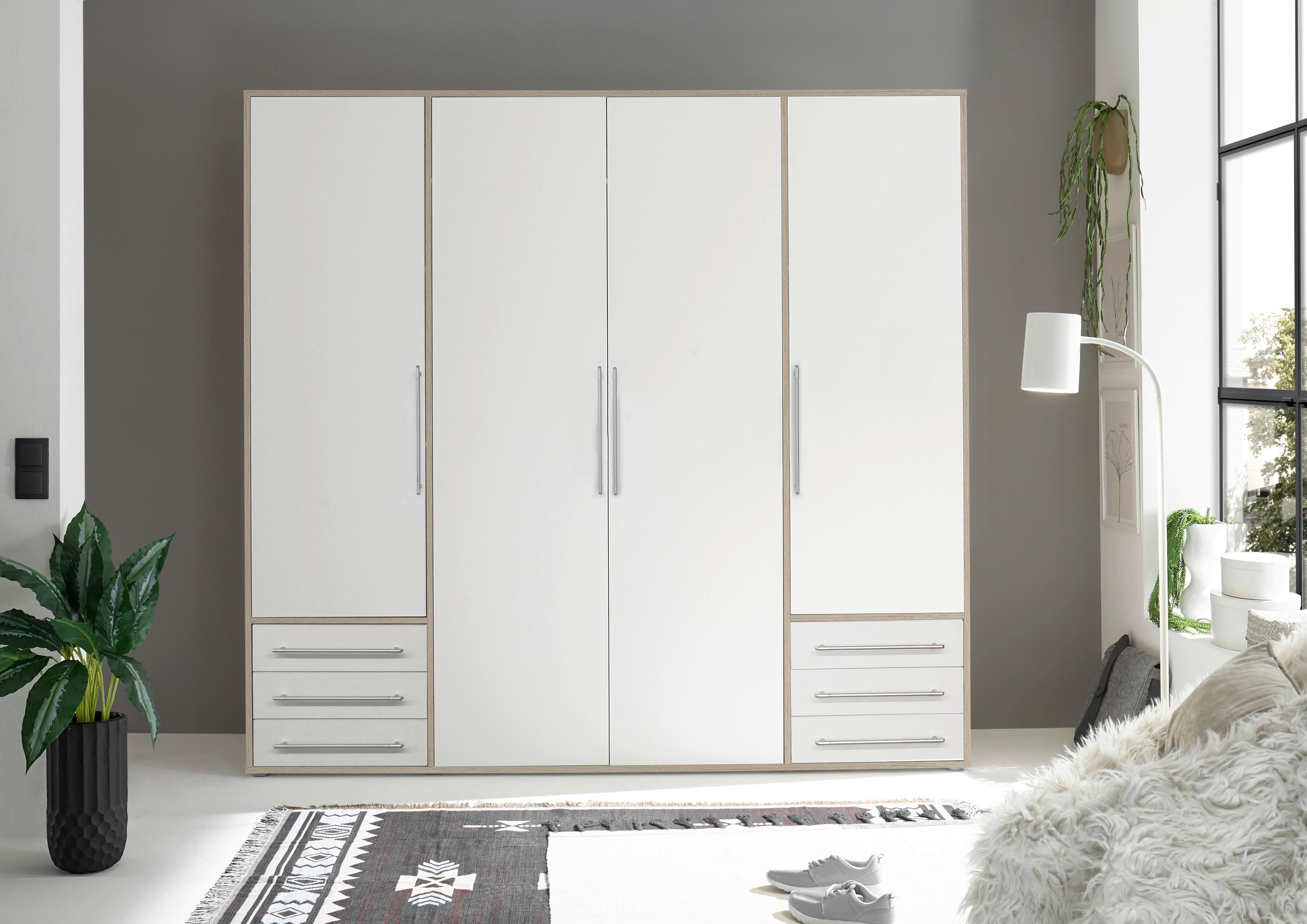 Omara S Klasičnimi Vrati Lyss, Bela, Hrast, 206 Cm - srebrne barve/bela, Moderno, umetna masa/leseni material (206/194/58cm) - Livetastic