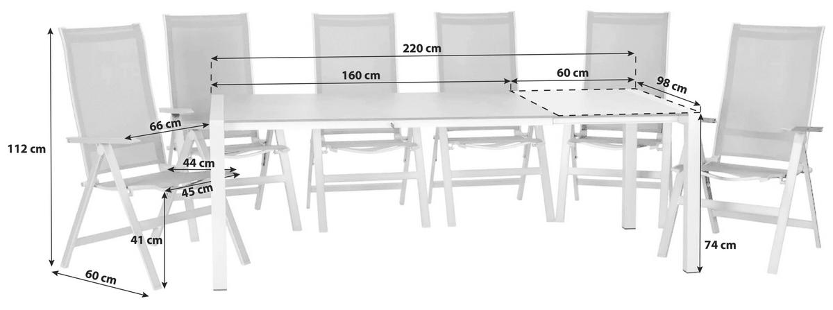 Gartengarnitur Urban 7-Teilig Platinfarben - Platinfarben/Anthrazit, Basics, Holzwerkstoff/Textil (160+60/98/74cm) - Acamp