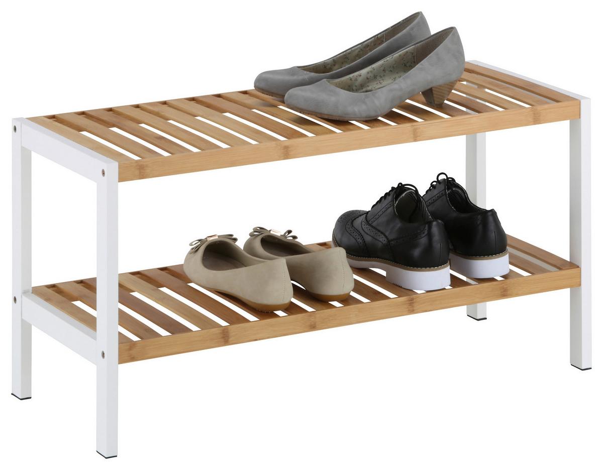 Schuhregal in Weiß/Naturfarben - Naturfarben/Weiß, MODERN, Holz/Holzwerkstoff (70/36/30cm) - Mömax