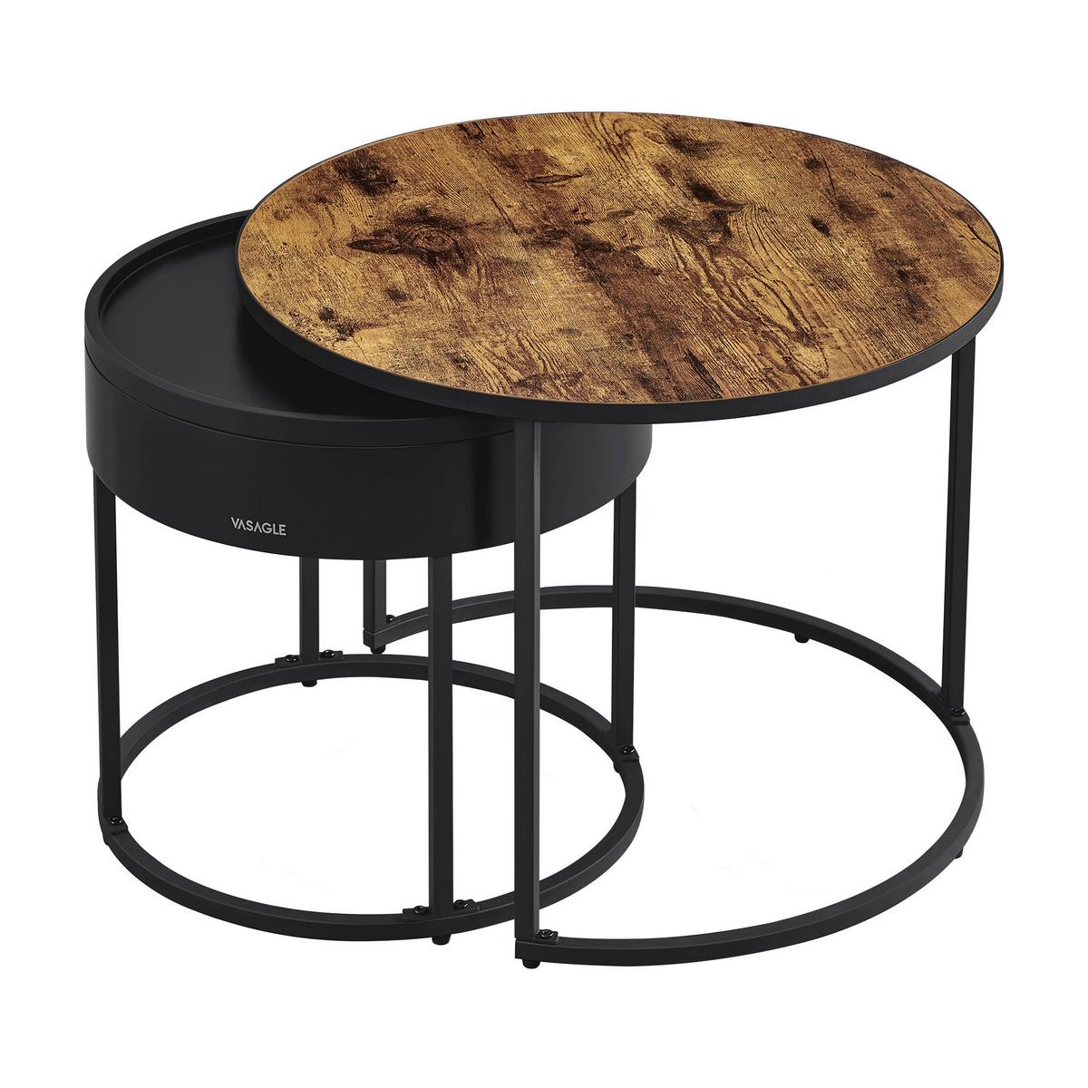 Couchtisch Ø ca. 60 cm Braun/Schwarz - Schwarz/Braun, MODERN, Holzwerkstoff/Metall (60/60/45cm) - MID.YOU