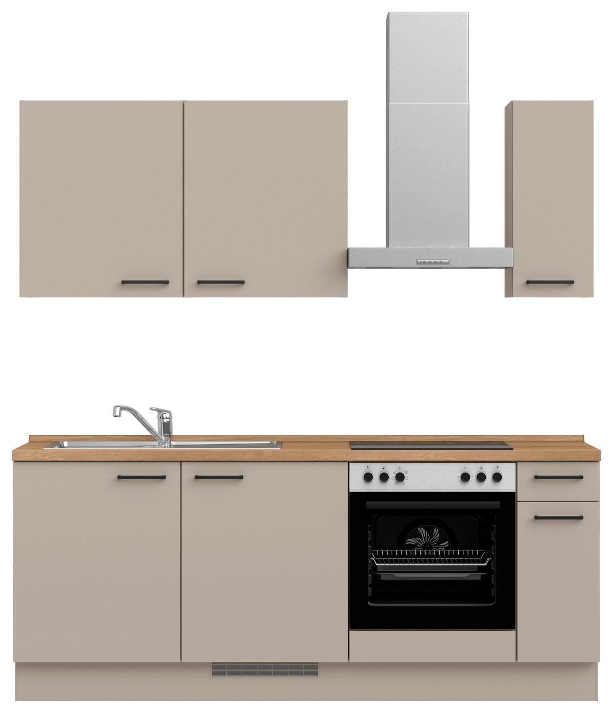 Küchenleerblock Easytouch Low o. Geräte Sandfarben - Sandfarben/Eichefarben, MODERN, Holzwerkstoff/Metall (210cm) - Nobilia