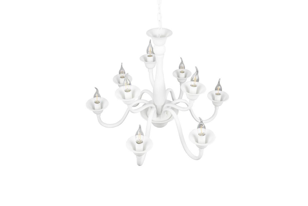 Kronleuchter Elsa Weiß max. 40 Watt - Weiß, ROMANTIK / LANDHAUS, Kunststoff/Metall (72/150cm) - Trio Leuchten