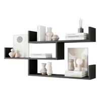 Stenski Regal Trio, Črna - črna, Basics, leseni material (119,1/55/18cm) - P & B