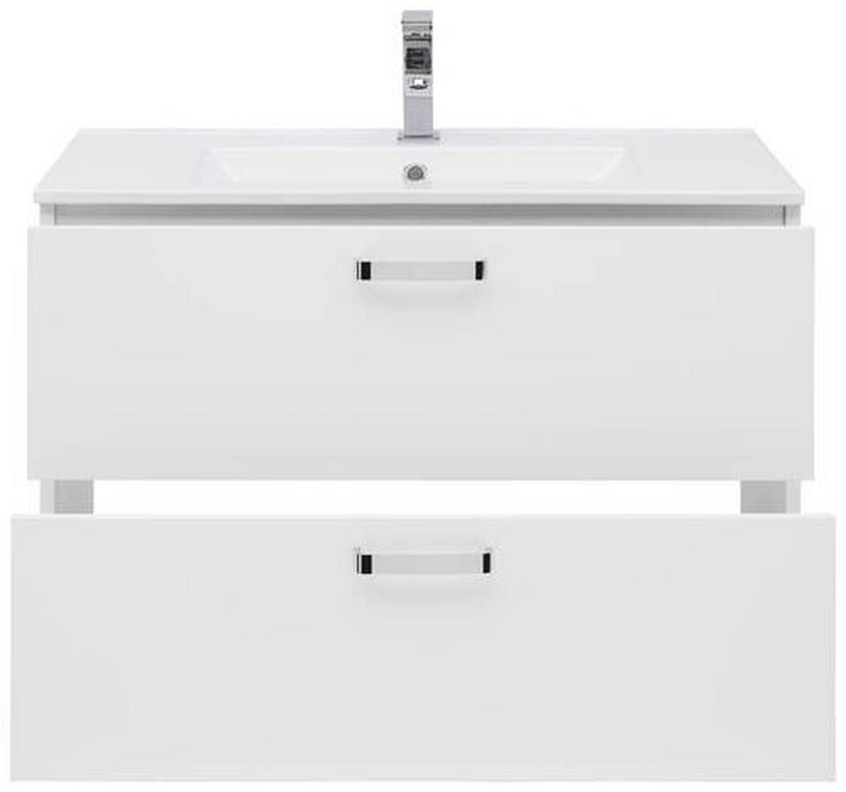 Bază cu lavoar Fresh - alb/alb lucios intens, Konventionell, ceramică/material pe bază de lemn (81/56/46,5cm) - Ondega
