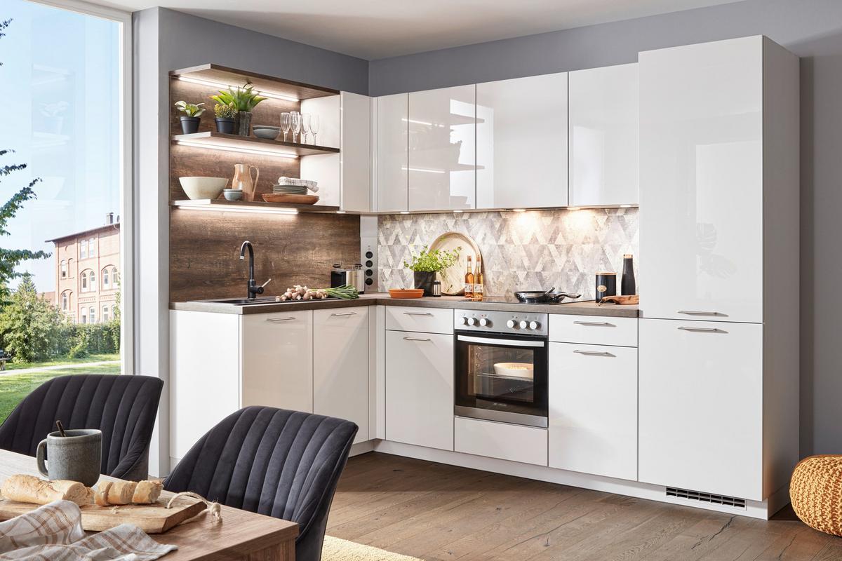 Eckküche Flash Grau Hochglanz - Grau Hochglanz, KONVENTIONELL, Holzwerkstoff (160/285cm) - Nobilia